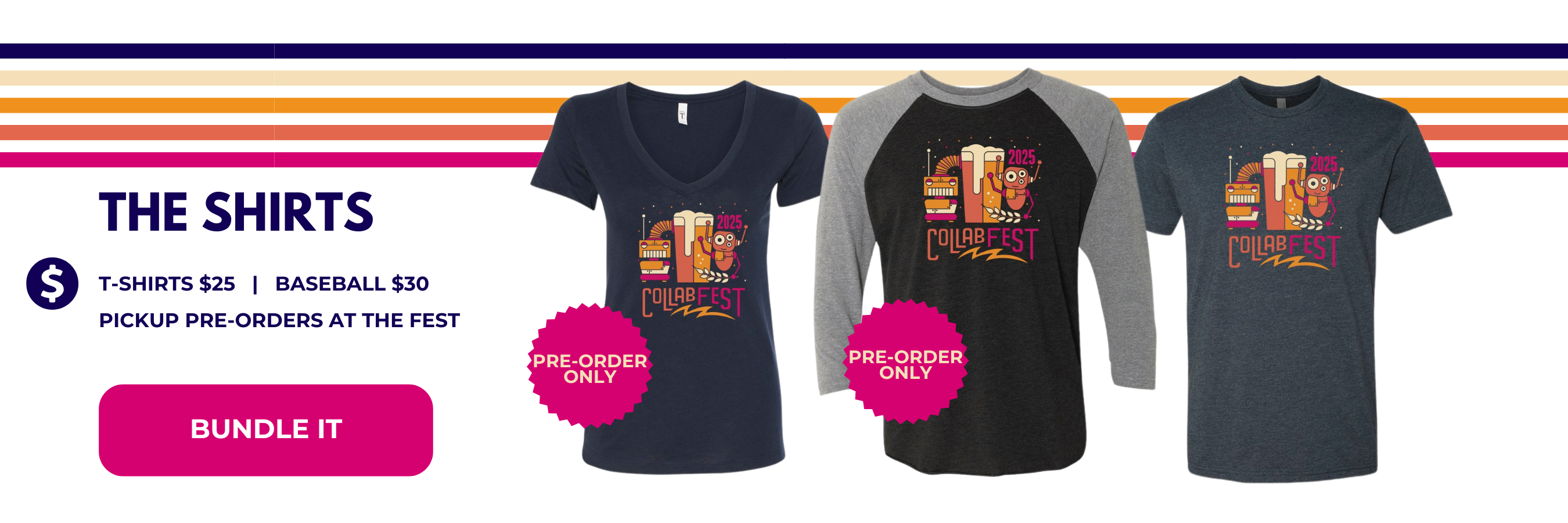 Pre-order a collaboration fest t-shirt here and pick it up at the fest on April 19th.